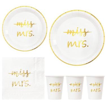 Imagem de Conjunto de talheres de festa Crisky Gold Miss to Mrs Bridal Shower