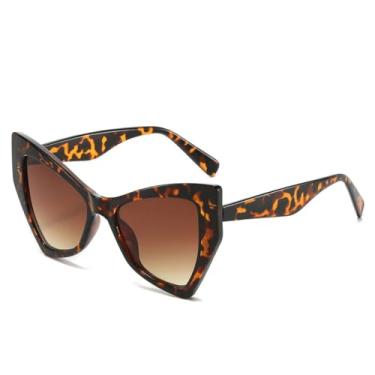 Imagem de Óculos de sol retrô fashion com estampa de leopardo, gradiente, olho de gato, feminino, luxuoso, todos os modelos, masculino, UV400 (marrom leopardo)