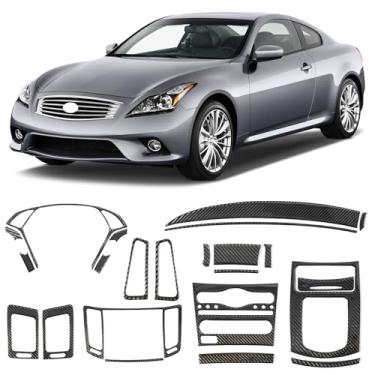 Imagem de Fancemot Kits de acabamento interior de fibra de carbono real compatíveis com Infiniti G25 G37 Q60 2008-2015, acessórios de adesivos de decoração de interiores de carro