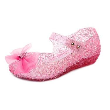 Imagem de Libuam Sandálias Jelly para meninas, estilo princesa sonhadora, sandálias para meninas – Novos sapatos de princesa antiderrapantes de verão, A1 - rosa, 20