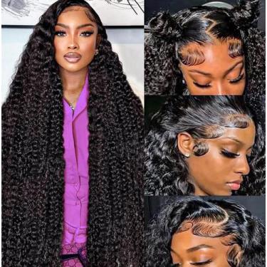 Imagem de Perucas frontais de renda Yeeaak Deep Wave 32 polegadas com 200% de de