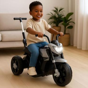 Imagem de Mini Moto Elétrica Infantil Esportiva Cinza Motoca Recarregável Crianç