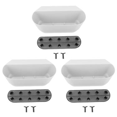 Imagem de AYNEFY 3pcs Plantadores Pendurados para Grades, Varanda Externa de Parede Pendurada na Cesta de Cesta de Plástico Plant Pot Railing Cerca de Plantador (Branco)