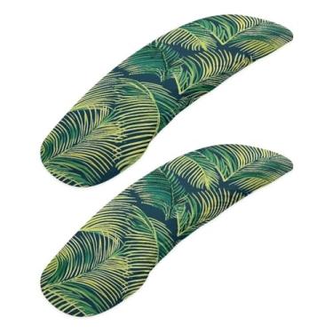 Imagem de Wanzuoeng Capas de descanso de braço com estampa de folhas tropicais para cadeira de escritório, amigáveis à pele, respiráveis, para jogos, protetores de braço, laváveis e removíveis, 2 peças