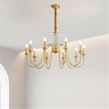 Imagem de Lustre De Latão Retrô LED Criativo - Lâmpada Pingente Para Sala De Estar, Quarto, Estudo, Restaurante, Hotel, Bar & Café (A Gold 10 luzes)