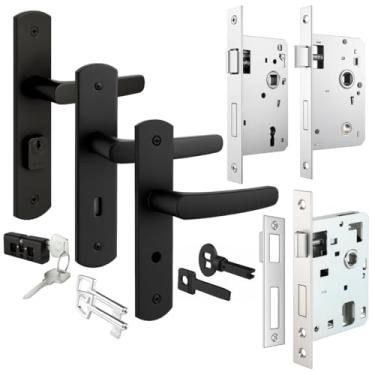 Imagem de Kit 1 Fechadura Completa Soprano Porta Madeira Entrada Externa + Fechadura Interna Quarto + Fechadura Chave Fixa Banheiro