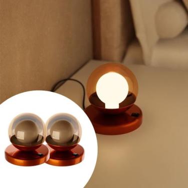 Imagem de Kit 2 Abajur Luminárias De Mesa Moderno dama Alumínio com Globo vidro 