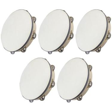 Imagem de Kit 5 Pandeiros Redondo de Madeira 10" Pele Natural New York
