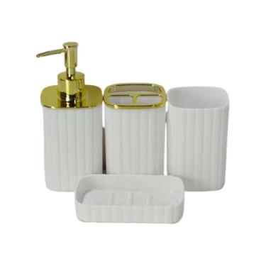 Imagem de Kit Lavabo Luxo - Conjunto Completo Para Pia De Banheiro, Design Refinado E Acabamento ImpecáVel(Kit4 listras quadradas Branco)