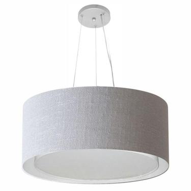 Imagem de Lustre Pendente Cilíndrico Duplo Md-4124 Cúpula Em Tecido 50x25cm Rustico Cinza - Bivolt