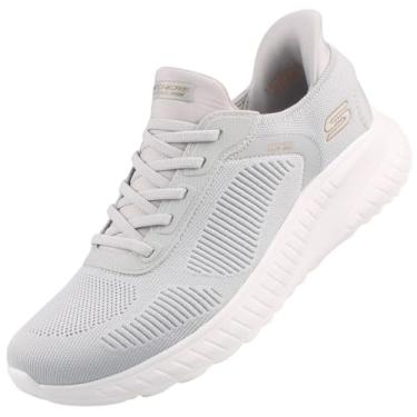 Imagem de Skechers Tênis feminino sem cadarço: Bobs Squad Chaos - Current Muse, Cinza claro, 34
