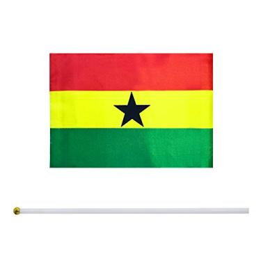 Imagem de Bandeira de Gana Gana, bandeira de Gana, bandeira de Gana, bandeira pequena, mini bandeira, pacote com 50 bandeiras de bandeiras de países nacionais redondas, materiais de decoração de festa para festas, copos mundiais, eventos esportivos, celebrações
