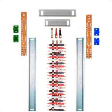 Imagem de Kit Barramento Trifásico Isolado 100A para 44 Circuitos com Placa de P