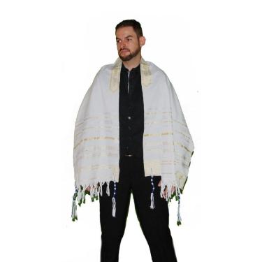 Imagem de Talit messiânico branco 55 x 180 cm -  - de israel