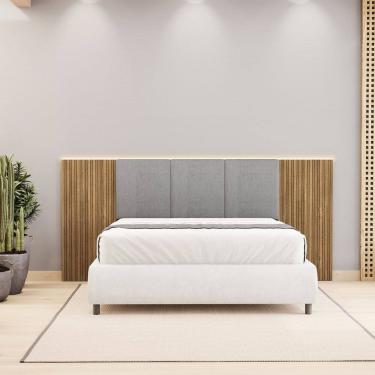 Imagem de Cabeceira Casal Queen 268cm Com LED Cleo Linho Cinza V02 - Mpozenato