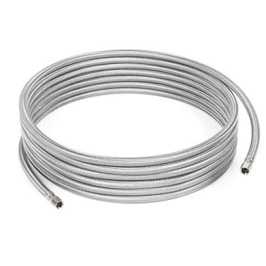 Imagem de KAINGA Linha de água de geladeira de 60 m, linha de água trançada de aço inoxidável de compressão de 0,6 cm, linha de água de geladeira para geladeira, mangueira de água para máquina de gelo