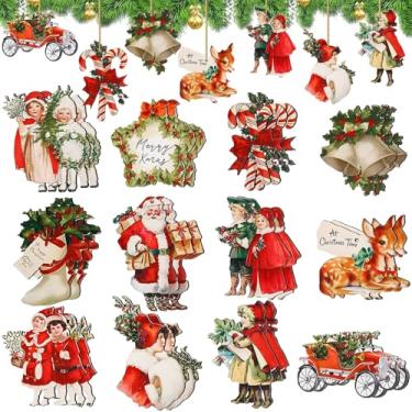 Imagem de Enfeites de Natal, vintage, decorações de madeira para pendurar na árvore, Natal, Papai Noel, Rena, Sino, Fatias, Decoração de Sino, Etiquetas de Pendurar Bengala para Festa de Natal em Casa