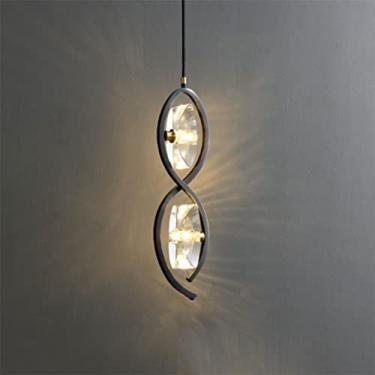 Imagem de Luminária pendente de cristal LED para cabeceira de quarto nórdico, decoração de parede para sala de estar, lustre de teto de cabeça única, lâmpada de suspensão, vida interessante (A)