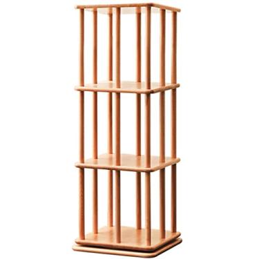 Imagem de Prateleiras de livros para sala de estar rack de livros nórdico do chão ao teto, estante de estudante com rotação de 360°, prateleiras de exibição de livros de biblioteca, material de faia (cor: cor