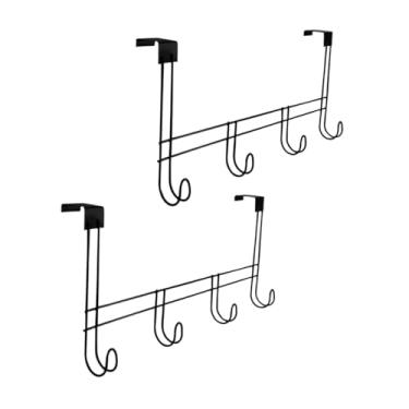 Imagem de Kit 2 Cabide de Porta 4 Ganchos em Aço Cromado Cabideiro Suporte para Pendurar Toalha Roupa Multiuso Águia de Aramados® (Preto)