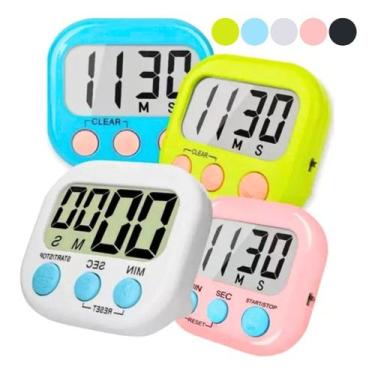 Imagem de Mini Relógio Digital Temporizador Cronometro Alarme Imã Gancho Portáti