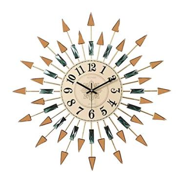 Imagem de ZYHSIJOBAS Relógio de parede de meados do século, relógio de parede redondo silencioso de metal sem tique-taque, relógio de parede moderno para casa, cozinha, sala de estar, escritório relógio de