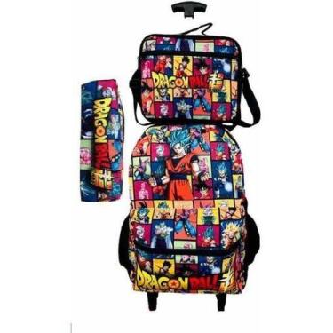 Imagem de Kit Mochila Dragon Ball Z Goku Rodinhas Lancheira Estojo G - Dlaysa  K