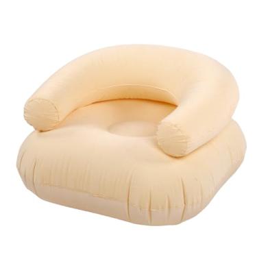 Imagem de TOPINCN Sofá Inflável Sofá de Ar Ao Ar Livre Cadeira Portátil Espreguiçadeira Inflável Flocado Com Encosto Moderno Em Forma de U para Sala de Estar Quarto Escritório Ao (Bege)