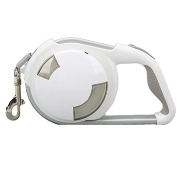 Imagem de Coleira retrátil para cães automática de LED leve de nylon para animais de estimação com luz de flash que muda de cor para passear com filhote de cachorro à noite, branca, 5 m