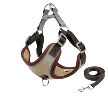 Imagem de Coleira Peitoral Gato, Conjunto De Guia Coleira Tipo Colete Para Pet Pequenos E Médios(Marrom,XL/10-14 Kg)