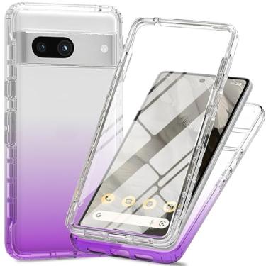 Imagem de Capa transparente de proteção total de 360° com protetor de tela integrado para Google Pixel 8A, capa fina de TPU e PC, bordas elevadas, aderência antiderrapante, design de camada dupla à prova de