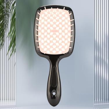 Imagem de Escova de cabelo penteada de favo de mel, escova de cabelo curvada ventilada para mulheres e homens, escovas de cabelo desembaraçadoras para cabelos cacheados secos molhados e grossos, rosa e preto, 2