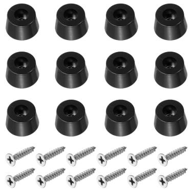 Imagem de Pés de tábua de corte, pacote com 12 pára-choques redondos de borracha antiderrapantes com parafusos de aço inoxidável para móveis, cadeiras, mesas, eletrônicos (0,4 cm L x 0,41 A)