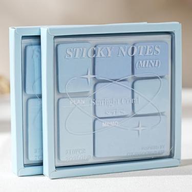 Imagem de Pacote com 2 notas adesivas pequenas, cores pastel, degradê sonhador, material escolar fofo, remoção rápida, bloco de notas autoadesivas para escritório, blocos de anotações pessoais convenientes para