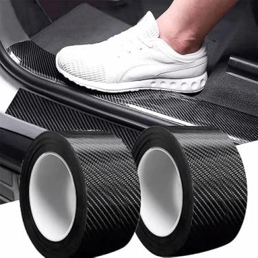 Imagem de Decalques automotivos de fibra de carbono 3D de 10 cm x 300 cm para protetores de peitoril de porta e fita de para-choque - DIY à prova d'água para motocicletas e bicicletas