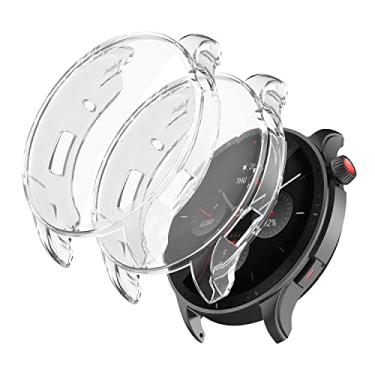 Imagem de WUWOCJ Capas protetoras de tela compatíveis com Amazfit GTR 4, capa protetora de TPU macio e antirriscos (transparente/transparente)