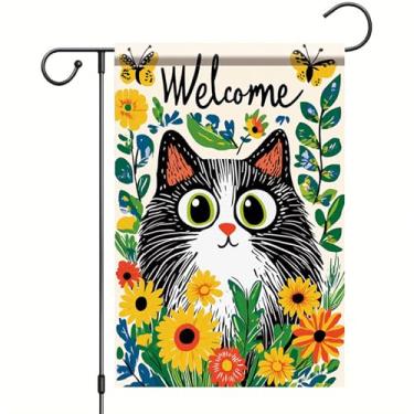 Imagem de Starlit Patio Bandeiras de jardim de guaxinim de boas-vindas 30 x 45 cm dupla face primavera verão jardim bandeira sazonal feriado exterior bandeira decorativa para pátio fazenda festa decoração de