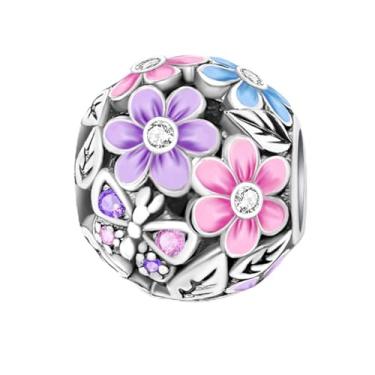 Imagem de 1 peça prata elegante tulipa rosa berloque contas adequadas para mulheres, faça você mesmo e roupa diária combinando joias decoração presente para a mamãe, 11.35*10.2mm, Prata, Sem Pedra Preciosa