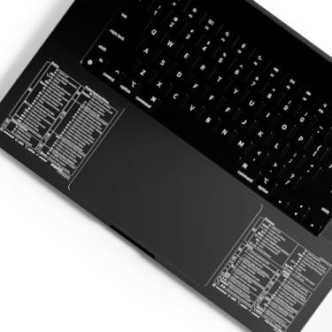 Imagem de Afterplug Adesivo Mac OS + Excel e Word Shortcuts, mais de 100 atalhos para MacBook Pro e Air de 13 a 16 polegadas (apenas espaço preto e meia-noite), vinil livre de resíduos, transparente com texto