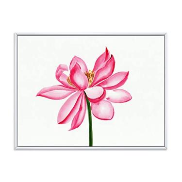 Imagem de DesignQ Detalhe vintage de um lótus rosa - Impressão de arte de parede em tela emoldurada tradicional