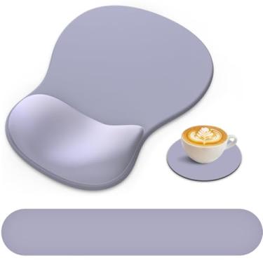 Imagem de Mouse pad com descanso de pulso, tecido de lycra premium 3 em 1, suporte ergonômico de pulso com espuma viscoelástica para teclado, laptop e desktop, mouse para alívio da dor com base de poliuretano