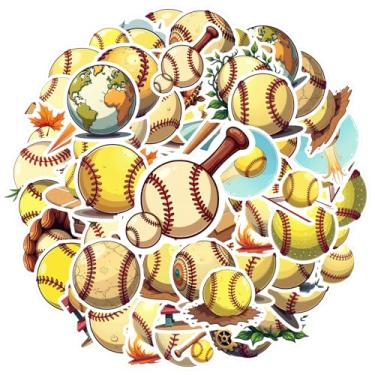 Imagem de 35 peças de adesivos esportivos de beisebol, esportes, brinquedo, pacote de adesivos esportivos para celular, guitarra, laptop, notebook, mala, notebook, bagagem, copo para celular