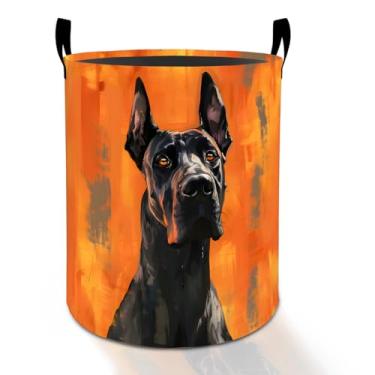 Imagem de Cesto de roupa suja para cães Great Dane para meninos, meninas, crianças, adultos, caixa de armazenamento de roupas Oxford, dobrável, impermeável, organizador de animais de estimação, para quarto