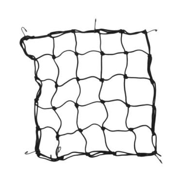 Imagem de Rede De Bagagem Para Motocicleta Preta 40x40cm Com 6 Ganchos Para Tanq