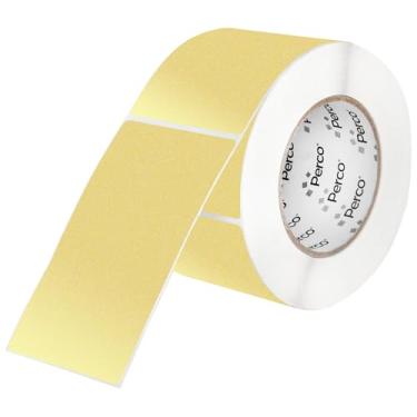 Imagem de Perco Etiquetas adesivas perfuradas douradas metálicas de 7 x 12 cm — 500 adesivos por rolo — com adesivo permanente para etiquetagem de produtos, caixas de presente, sinalização de eventos