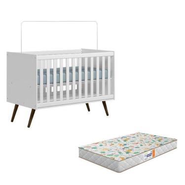 Imagem de Berço Americano Q Encanto 3820 Retrô Branco Acetinado Com Colchão Gazin– Qmovi