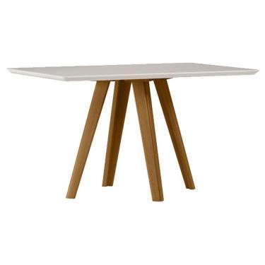 Imagem de Mesa De Jantar 160x90 Cm Mariah Com Vidro Ype Off White - New Ceval