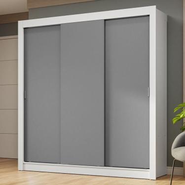 Imagem de Guarda-roupa Casal 3 Portas Correr Branco/Cinza Nobre