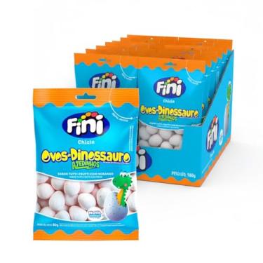 Imagem de Chicle Ovos Dinossauro Azedinhos Chiclete sabor Tutti-frutti Fini 80g C/ 12
