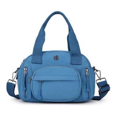 Imagem de Wytidian Bolsa de ombro de nylon para mulheres, espaçosa com vários bolsos, bolsa tiracolo casual feminina para viagens, trabalho diário, A - azul, Bolsas transversais com vários bolsos